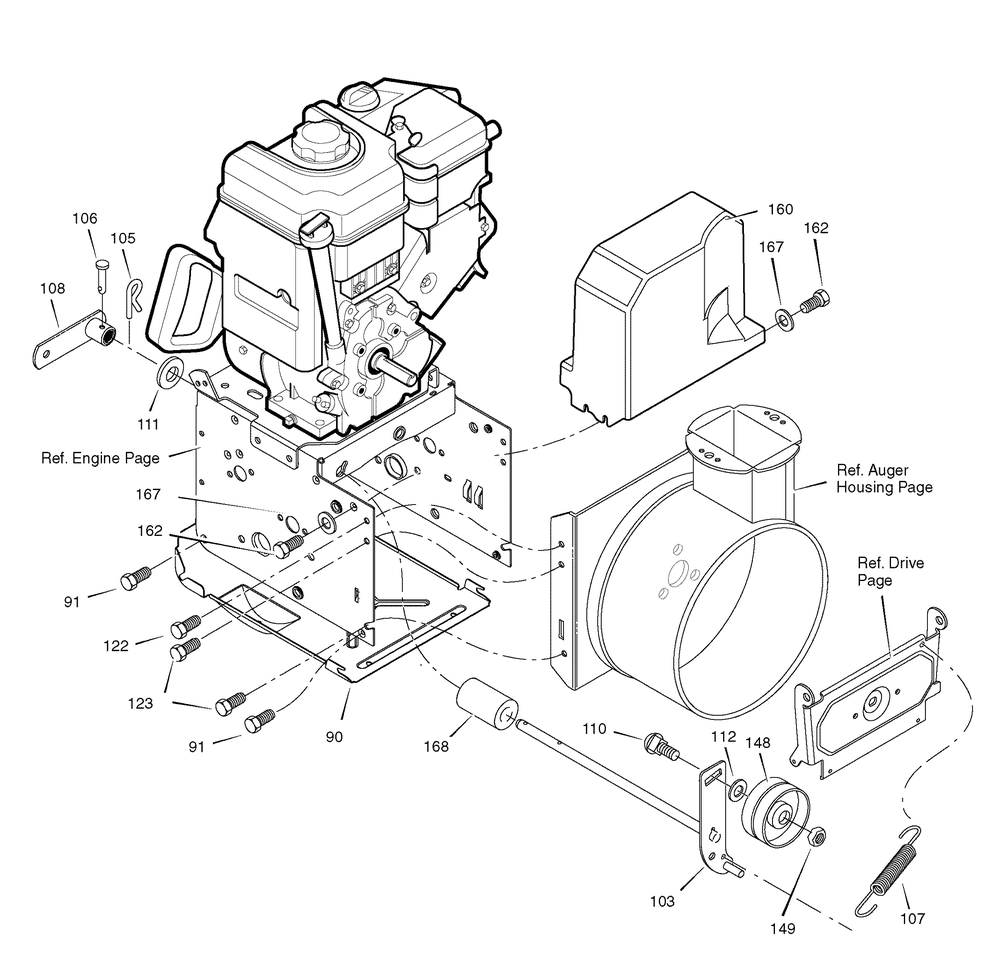 Frame Diagram and Parts List for 1695367-6291570X61 2007 Briggs and Stratton Snow Blower